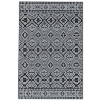 Outsunny Outdoor Wendeteppich, wasserfest, geometrisch, 182x274cm, Schwarz/Grau