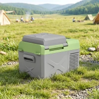 Outsunny Glacière électrique portable 12L, réfrigérateur de voiture portable congélateur et réfrigérateur 12/24V gris(m-2)