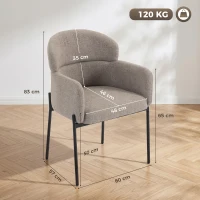 HOMCOM Sessel Wohnzimmer Loungesessel mit Chenille-Optik, Armlehnen, Metallbeinen für Schlafzimmer, Hellbraun(m-3)