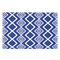 Outsunny Terrasvloerkleed voor buiten, weerbestendig, modern ontwerp, 182 cm x 274 cm x 0,3 cm, Blauw + Wit(m-1)