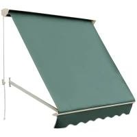Outsunny Toldo Manual Retráctil de Aluminio Toldo para Exterior Toldo de Balcón Ángulo Ajustable Impermeable Anti-UV Tela de Poliéster 180x70cm Verde(m-11)