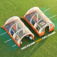 Outsunny Campingzelt bis 3 Pers., Familienzelt, separate Bereiche, wasserdicht, Cremeweiß(m-4)