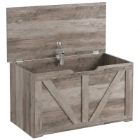 HOMCOM Aufbewahrungstruhe, Aufbewahrungsbank mit klappbarem Deckel und Sicherheitscharnieren, 80 x 40 x 45 cm, grau(m-1)