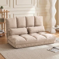 HOMCOM 2-in-1 Vloerstoel met Verstelbare Rugleuning, 102 x 73 x 60 cm, Beige(m-2)