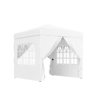 Outsunny Carpa Plegable Pop-up 2,5x2,5 m con 4 Paredes Laterales Anti-UV Altura Ajustable y Bolsa de Transporte Blanco(m-1)