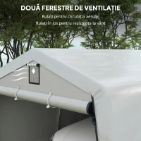 Outsunny Cort pentru Mașini și Petreceri cu 2 Ferestre Laterale, din Oțel Zincat și PE, 618x265/330x240 cm, Gri Deschis(m-12)
