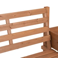 Outsunny Tuinbank, 2-Zits Bank, inclusief plantenbakken, hout, 184 cm x 59 cm x 95 cm, Bruin(m-8)