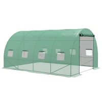 Outsunny Sprinkler System Polytunnel Greenhouse, 4 x 3(m), Green(m-1)