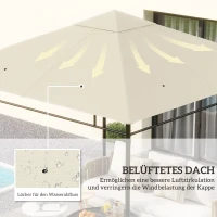 Outsunny Vervangingsdak voor Paviljoen 3x3m waterafstotend Paviljoendak met 8 Waterafvoergaten Crèmewit(m-4)