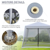 Outsunny tuinpaviljoen paviljoen feesttent partytent weerbestendige tent met muggengaas metaal + polyester grijs 3 x 3 m(m-6)