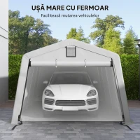 Outsunny Cort pentru Mașini și Petreceri cu 2 Ferestre Laterale, din Oțel Zincat și PE, 618x265/330x240 cm, Gri Deschis(m-11)