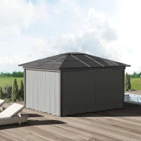 Outsunny 4 parois latérales pour pavillon de jardin tonnelle rigide 300 x 300 cm protéger de la pluie vent soleil gris clair(m-11)
