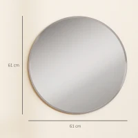 HOMCOM Oglindă de perete, design modern, 61 x 61 cm, argintiu(m-3)