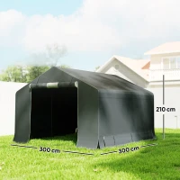 Outsunny Garage Moto per Esterno Portaoggetti 3x3 m Impermeabile con Porta e Prese d'Aria Avvolgibili, per Biciclette e Attrezzi, Grigio Scuro(m-3)