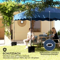 Outsunny 3 x 3 m Pop-up Paviljoen, Hoogteaanpasbaar Tuinpaviljoen, met RolTas, voor Tuin, Terras, Metaal, Stof, Donkerblauw(m-6)