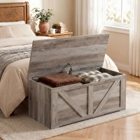 HOMCOM Aufbewahrungstruhe, Aufbewahrungsbank mit klappbarem Deckel und Sicherheitscharnieren, 80 x 40 x 45 cm, grau(m-2)