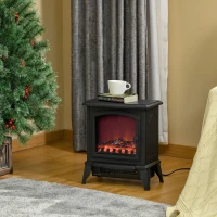 HOMCOM Chimenea decorativa con Termostato Ajustable y Protección Sobrecalentamiento para Salas 20-25 m² 36,5x24x45,5 cm Negro(m-10)