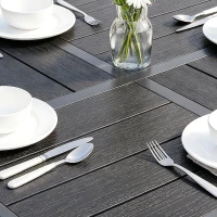 Outsunny 5 Pieces Garden Dining Set, Garden Table and Chairs Set for 4 with Square HDPE Table and Chairs with Armrests, Black(m-13)