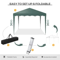 Outsunny 3 x 3cm Adjustable Height Pop-Up Gazebo, with Bag - Green(m-16)