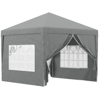 Outsunny Gazebo da Esterno 3x3 m Pieghevole con 4 Pannelli Laterali, in Acciaio e Tessuto Oxford Grigio Chiaro