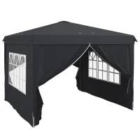 Outsunny Gazebo 3x3 ad Altezza Regolabile con Fori di Drenaggio e Borsa da Trasporto, in Metallo, Grigio(m-1)