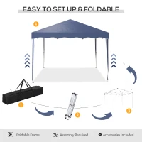 Outsunny 3 x 3cm Adjustable Height Pop-Up Gazebo, with Bag - Blue(m-16)