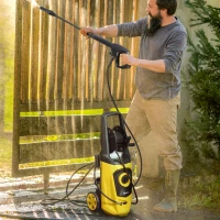 DURHAND 1800W High Pressure Washer, 150 Bar Pressure, 510 L/h Flow, High-Performance Portable Power Washer Jet Wash Cleaner with 6M Hose and Hose Reel for Garden, Car, Furniture, Yellow(m-10)