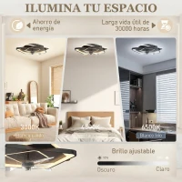 HOMCOM Ventilador de techo con luz y mando a distancia, ventilador LED de techo con 6 velocidades, 3 temperaturas de color(m-4)
