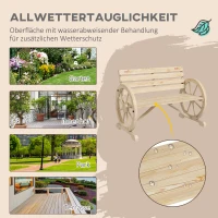 Outsunny Tuinbank, Wagenwiel-ontwerp, voor 2 personen, natuurlijk hout, donkerbruin, 105,5 x 56 x 79 cm, Natuurlijk(m-6)