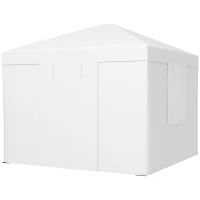 Outsunny Copertura per Gazebo 3x3 m in PE Impermeabile con Porte a Cerniera e Finestre, Bianco(m-10)