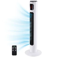HOMCOM Ventilador de Torre Silencioso 45W con Control Remoto 3 Velocidades 3 Modos Temporizador 10H Oscilación 70° Blanco(m-11)