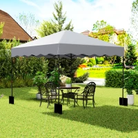 Outsunny 3 x 3 m Pop-up-Pavillon, Höhenverstellbares Gartenzelt, mit Rolltasche, für Garten, Terrasse, Metall, Stoff, Hellgrau(m-10)