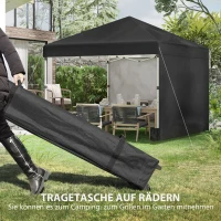 Outsunny Opvouwbare paviljoen met 2 zijwanden, verstelbare hoogte, inclusief draagtas, roestvrij stalen frame, 3x3 m, Zwart(m-8)