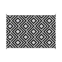 Outsunny Reversible Outdoor Rug, Plastic Straw Mat w/ Carry Bag Ground Stakes for Garden RV Picnic Beach Camping 182x274cm Black