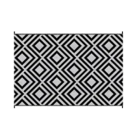 Outsunny Reversible Outdoor Rug, Plastic Straw Mat w/ Carry Bag Ground Stakes for Garden RV Picnic Beach Camping 182x274cm Black(m-1)