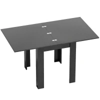 HOMCOM Ausziehbarer Esstisch für 4-6 Personen aus Holz und Stahl, 140x80x77.5 cm, Schwarz(m-1)