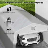 Outsunny Cort pentru Mașini și Petreceri cu 2 Ferestre Laterale, din Oțel Zincat și PE, 618x265/330x240 cm, Gri Deschis(m-9)