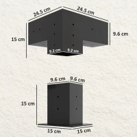 Outsunny Pergola Kit, DIY Pergola Brackets with 3-Way Pergola Corner Brackets and Post Base for 92mm Lumber(m-3)