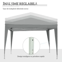Outsunny Foișor de Exterior 3x3 m Pliabil cu 4 Panouri Laterale, din Oțel și Material Oxford, Gri Deschis(m-9)