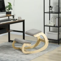 HOMCOM Ergonomischer, schaukelnder Kniehocker für Homeoffice, zur Verbesserung der Körperhaltung, Hellgrau(m-10)