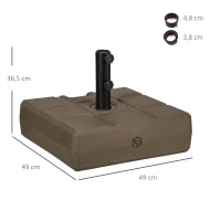 Outsunny Base per Ombrellone da Giardino Riempibile con Maniglia in HDPE e Acciaio, 49x49x36.5 cm, Marrone(m-3)