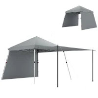 Outsunny Tonnelle de jardin 3x3m pop up tente Pliable auvents latéraux supplémentaires pieds inclinés sac de transport gris clair(m-1)
