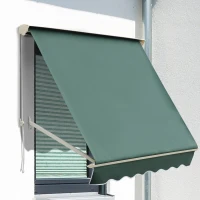 Outsunny Toldo Manual Retráctil de Aluminio Toldo para Exterior Toldo de Balcón Ángulo Ajustable Impermeable Anti-UV Tela de Poliéster 180x70cm Verde(m-10)