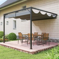 Outsunny 3 x 3 m Pergola, with Sliding Canopy - Grey(m-10)