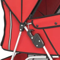 PawHut Hondenbuggy Inklapbaar met Opbergmand, Kussen, Mesh-Ramen en Bekerhouder voor Kleine Honden tot 10 kg Rood(m-10)