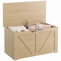 HOMCOM Storage chest, storage bench with flip-top lid and safety hinges, 80 x 40 x 45 cm, natural(m-9)
