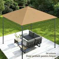 Outsunny Acoperiș de rezervă pentru pavilion 3x3m din poliester cu orificii de ventilație și găuri pentru drenaj, bej(m-9)