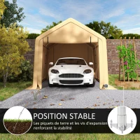 Outsunny Carport tente de garage 3 x 5,2 m, abri voiture extérieur carport pour voiture avec porte enroulable amovible jaune(m-7)
