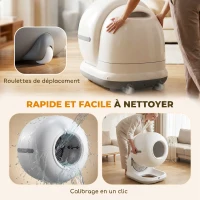 PawHut Litieră auto-curățabilă pentru pisici 72L, Purificare dublă, Control prin aplicație, Protecție de siguranță, 58,1x47,5x53cm, Alb(m-4)