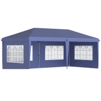 Outsunny Tonnelle pop-up pliante - tente de réception - 3 x 6 m 3 cotés démontables bleu(m-1)